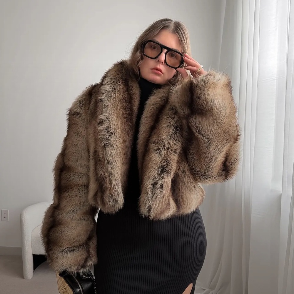 AFRM Brown Faux Fur Teddy Jacket